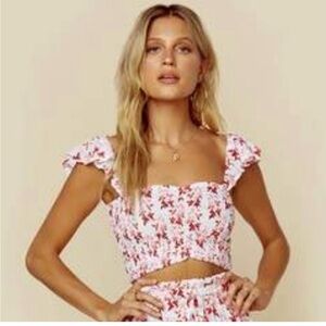 Tiare Hawaii Hollie Floral Crop Top. Ruffled sleeves. Shirred. Handmade …